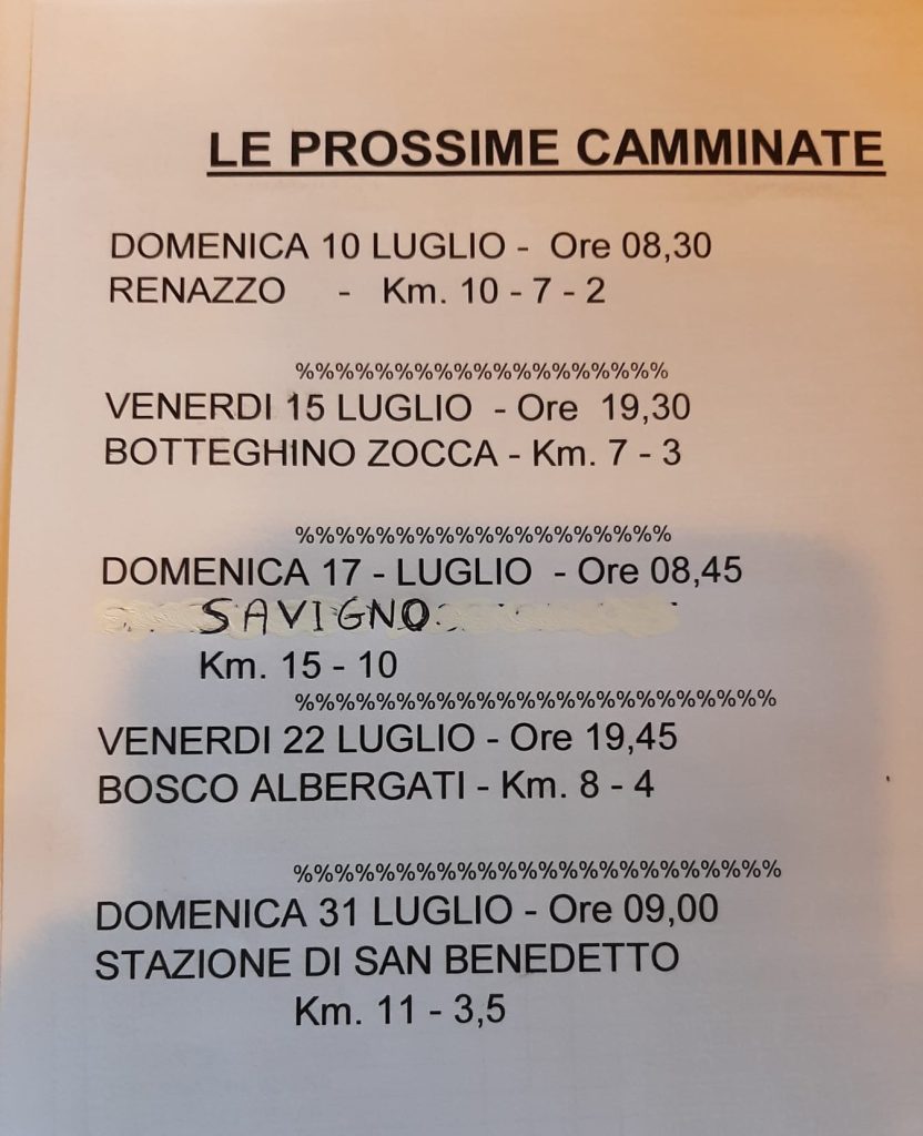 IL CALENDARIO FINO AL 31 LUGLIO 2022