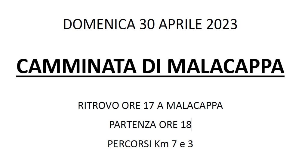 IL VOLANTINO DELLA CAMMINATA DI MALACAPPA