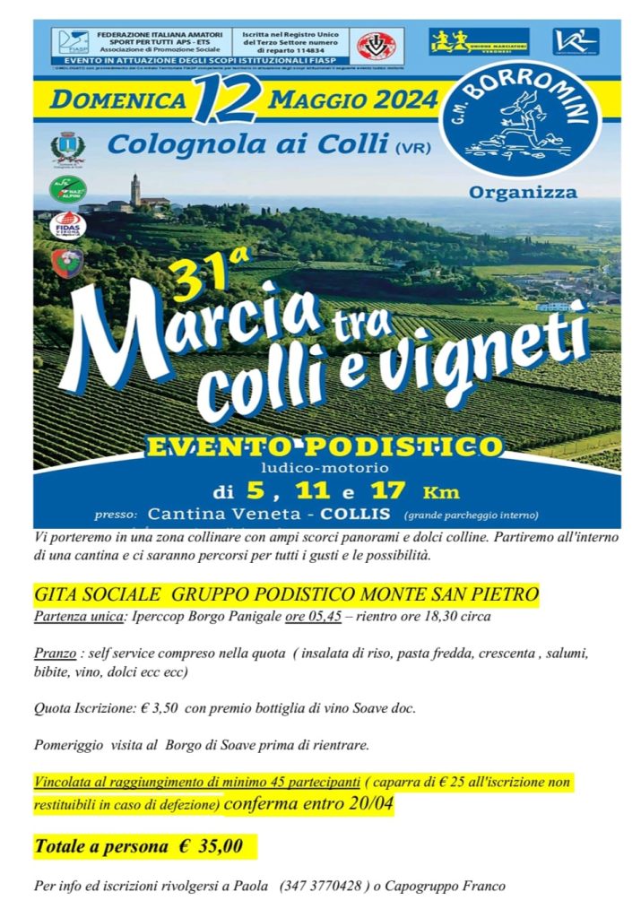 Domenica 12 maggio la gita sociale MSP!